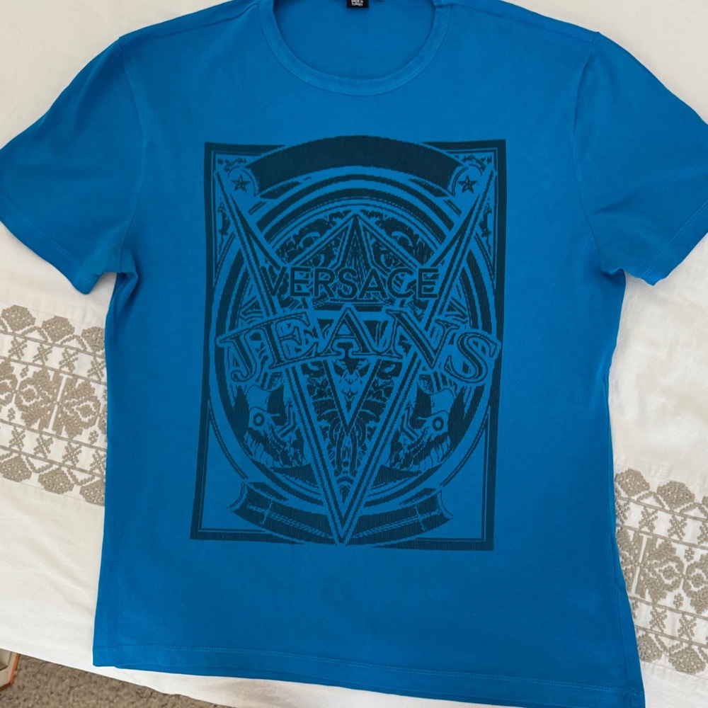 Versace Jeans Collection Vibrant Blue Graphic Tee